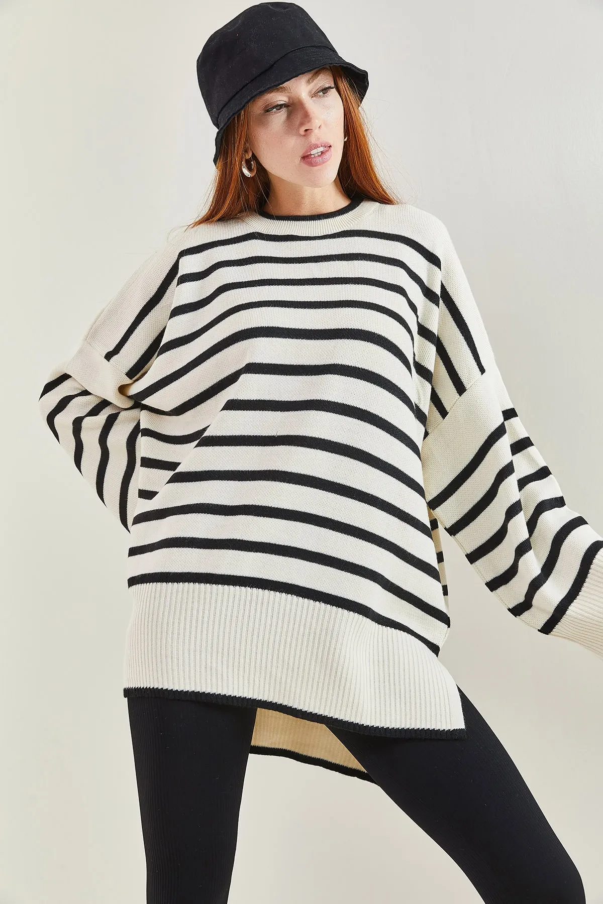 Bianco Lucci  Gestreifter Oversize-Strickpullover für Damen