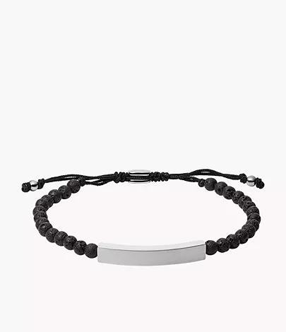 Fossil Herren Armband Plaque Lava Stone