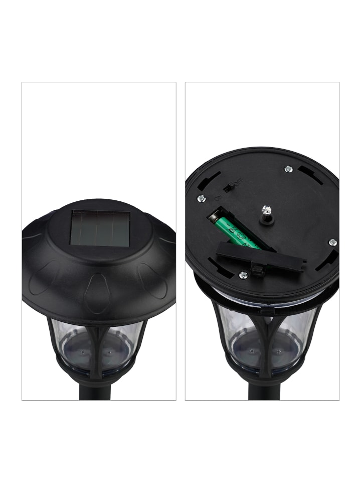 relaxdays 12 x Solarlampe in Schwarz günstig kaufen onesize