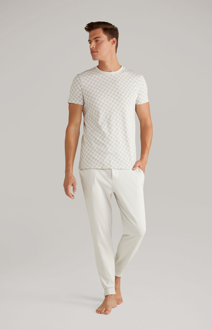 Loungewear T-Shirt in Offwhite/Grau gemustert