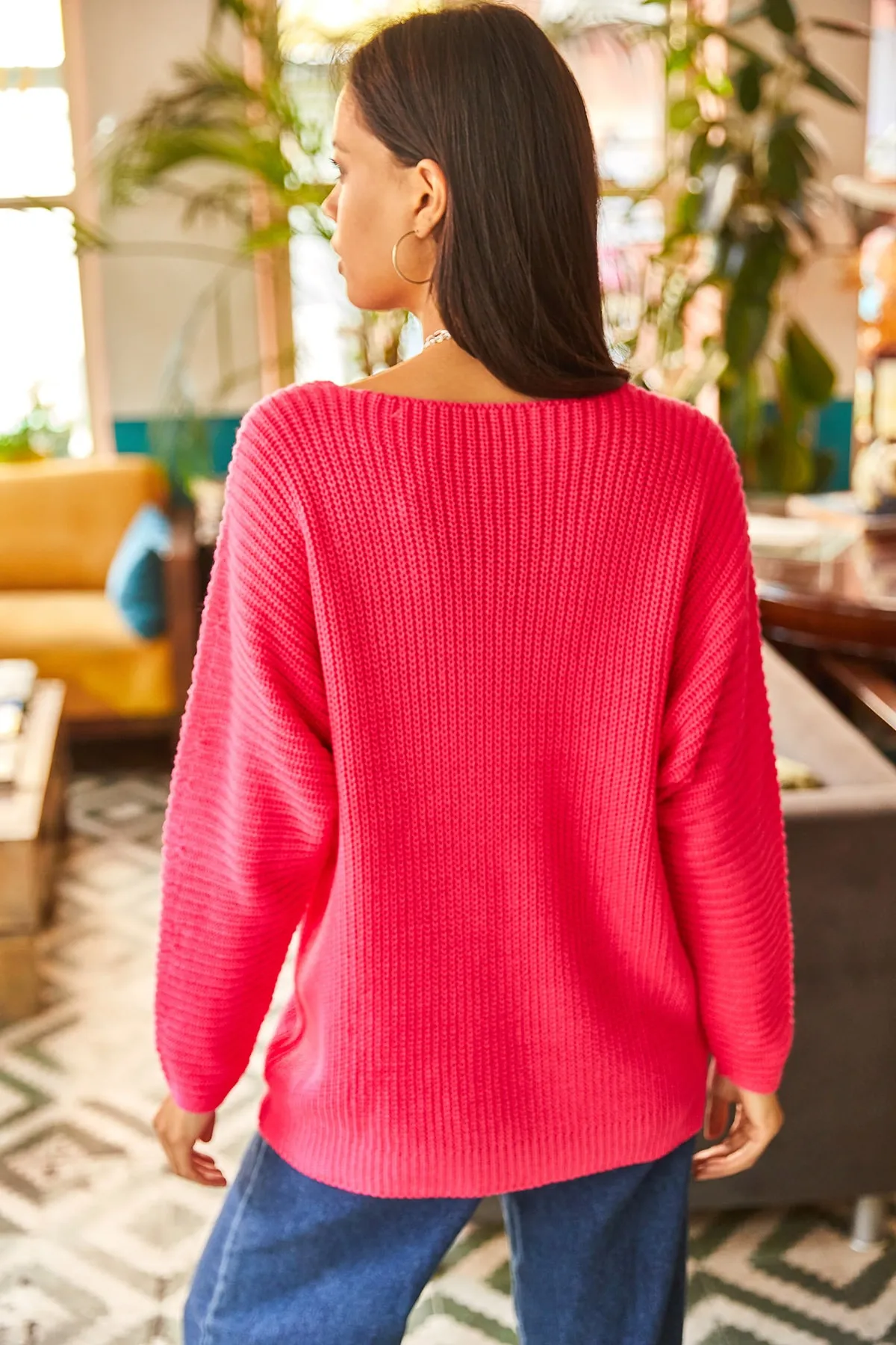 Olalook  Thessaloniki Strickpullover in Übergröße mit V-Ausschnitt