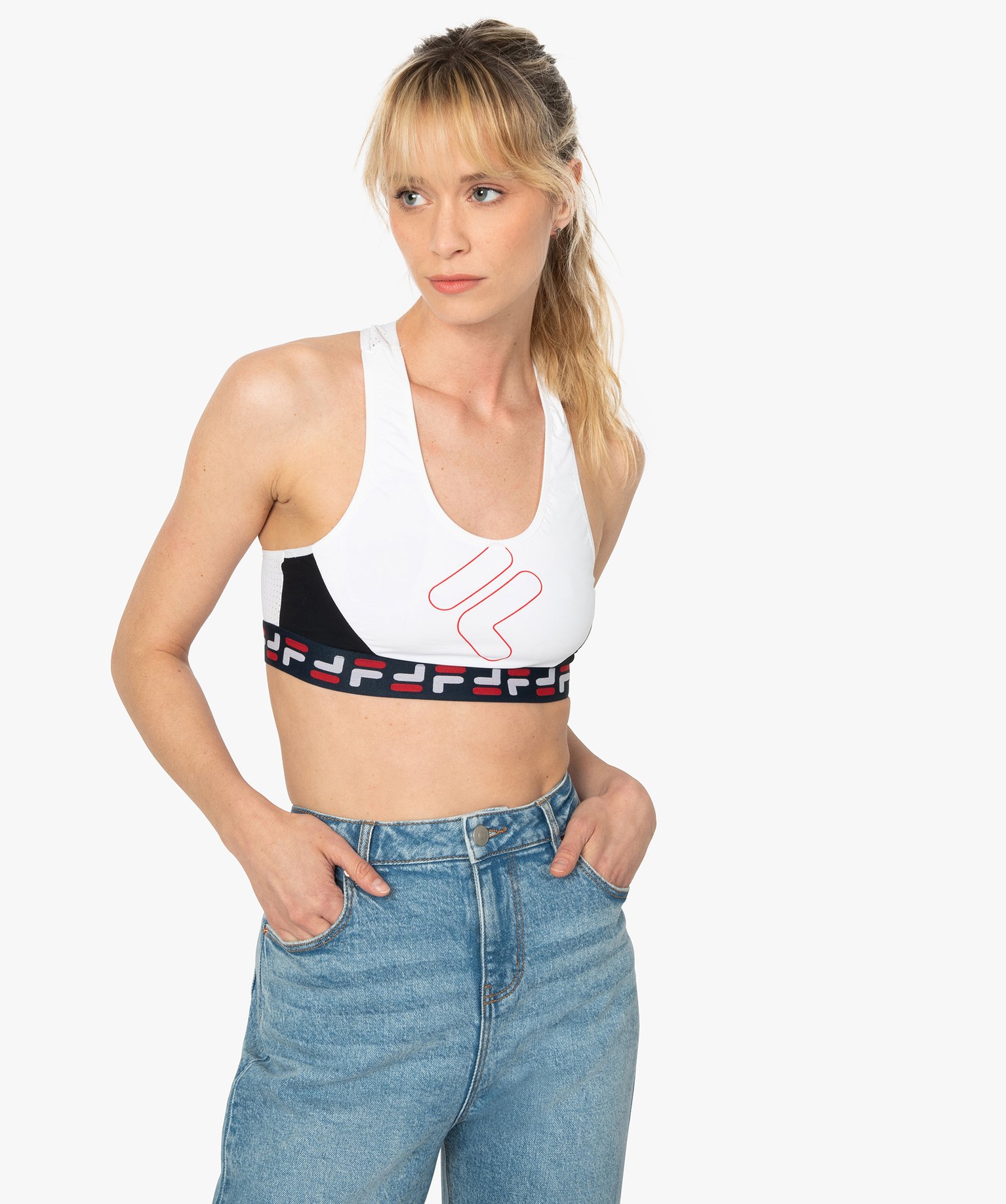 Brassière femme avec dos nageur perforé - Fila noir | GEMO