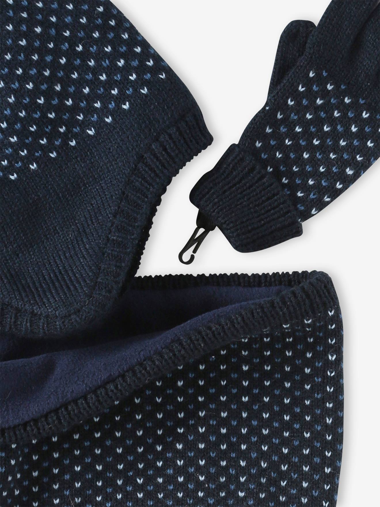 Vertbaudet Jungen-Set: Mütze, Rundschal & Handschuhe - nachtblau