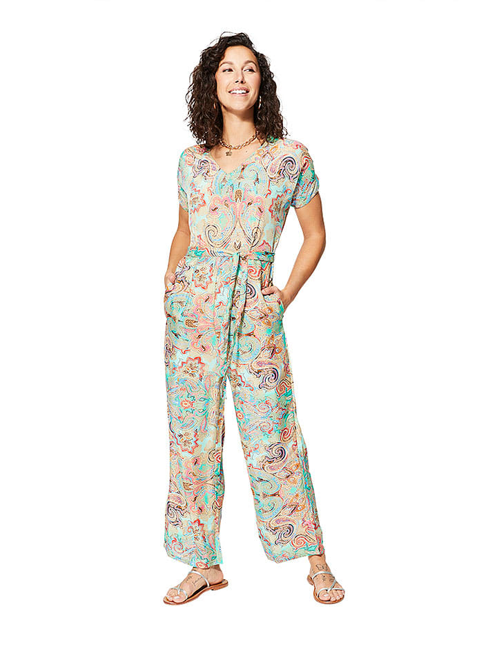 Aller Simplement Jumpsuit in Hellblau/Orange günstig kaufen