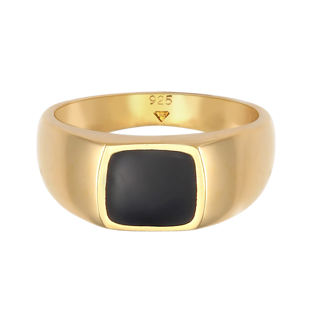 Elli Elli Bague Bague de dame en émail rectangulaire classique en argent sterling 925 Bague