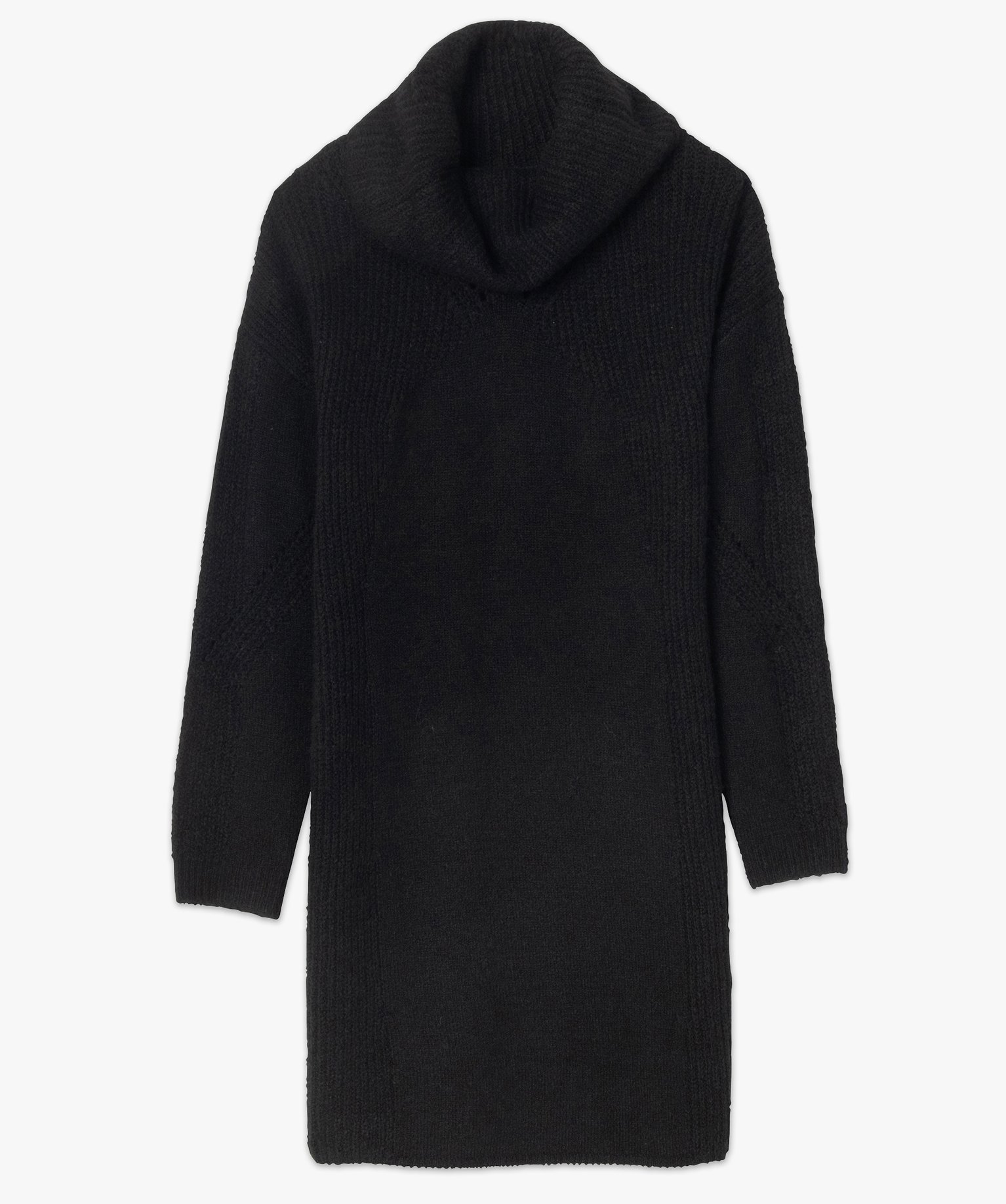 Robe pull femme en maille fantaisie avec grand col boule noir | GEMO