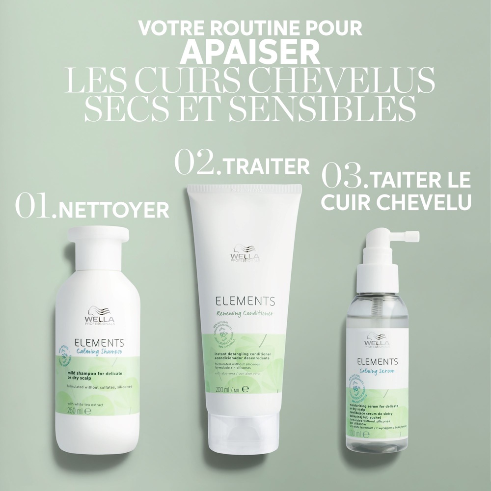 Wella Elements Shampoing Calming sans sulfatepour cuir chevelu sec ou délicat Shampoing