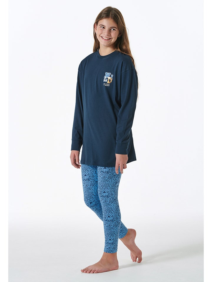 Schiesser Pyjama in Dunkelblau/ Blau günstig kaufen
