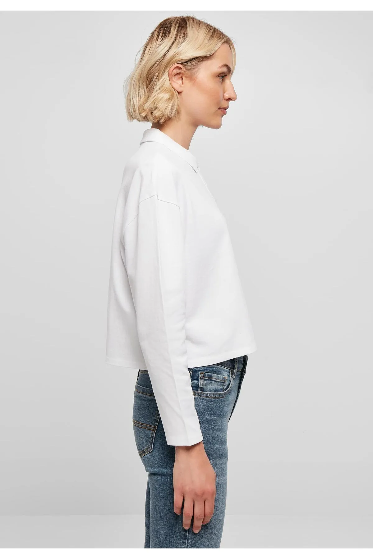 Urban Classics  Damen Ladies Short Oversized Polo Longsleeve