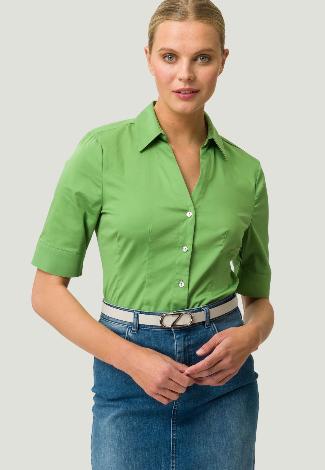 Hemdbluse halbarm mit Stretch