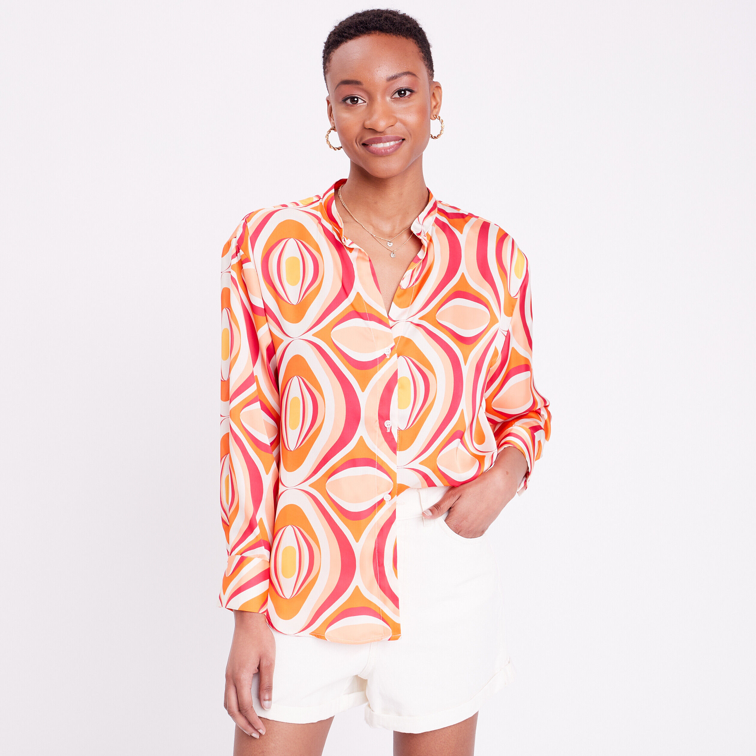 Chemise manches longues blanc femme | Cache Cache