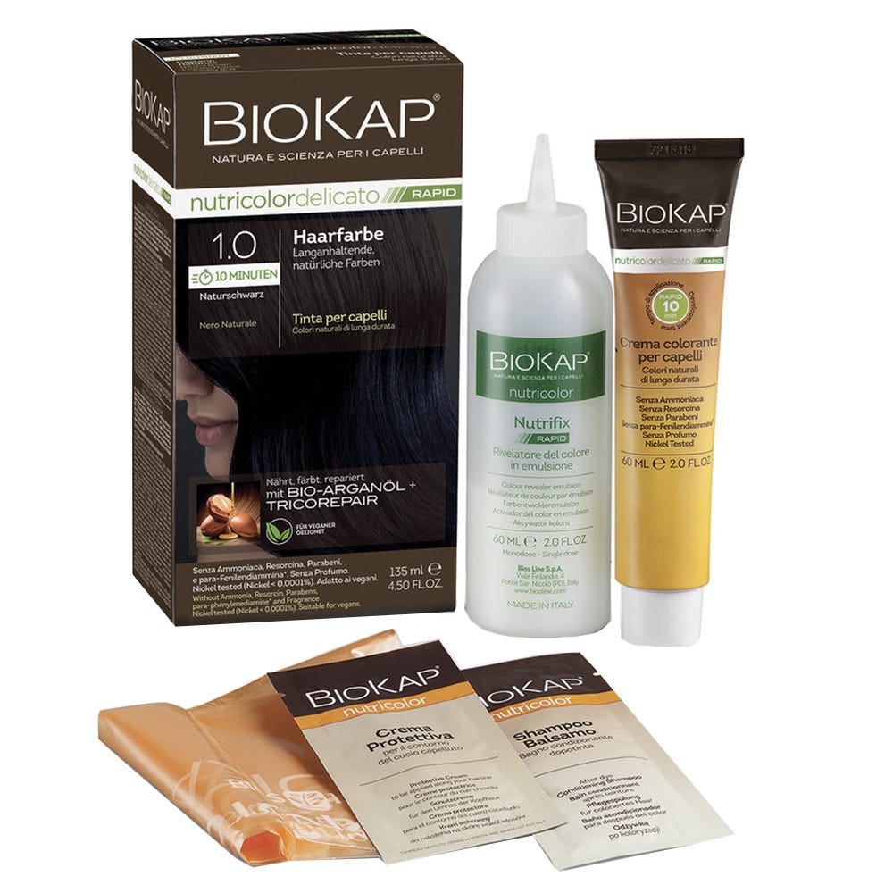 BIOKAP Haarfarbe Nutricolor Delicato Rapid Naturschwarz 1.0 135 ml