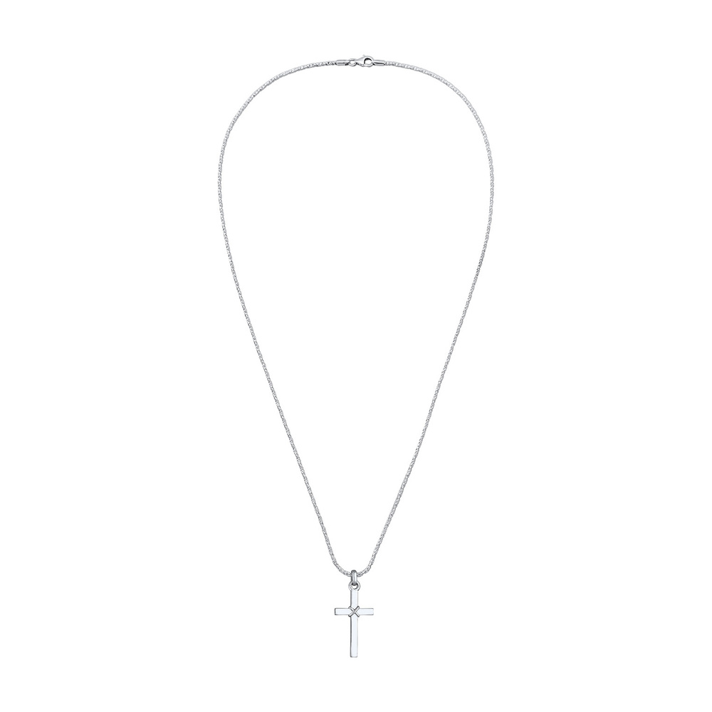KUZZOI KUZZOI Collier Pendentif Croix pour hommes plat basique en argent sterling 925 collier