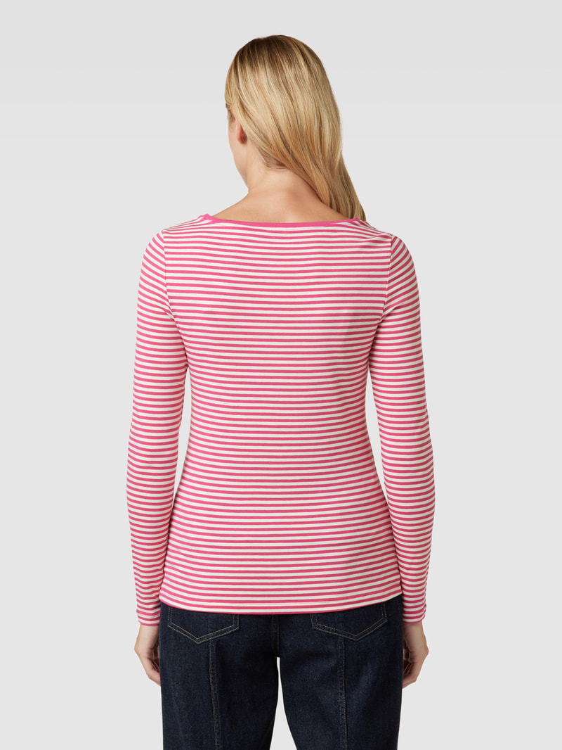 Longsleeve mit Streifenmuster und U-Boot-Ausschnitt in fuchsia