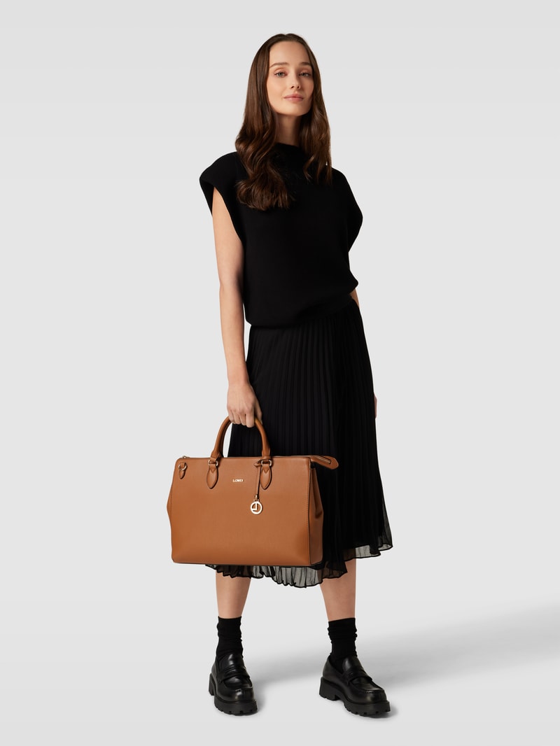 Handtasche mit Label-Details Modell 'ELLA' in cognac