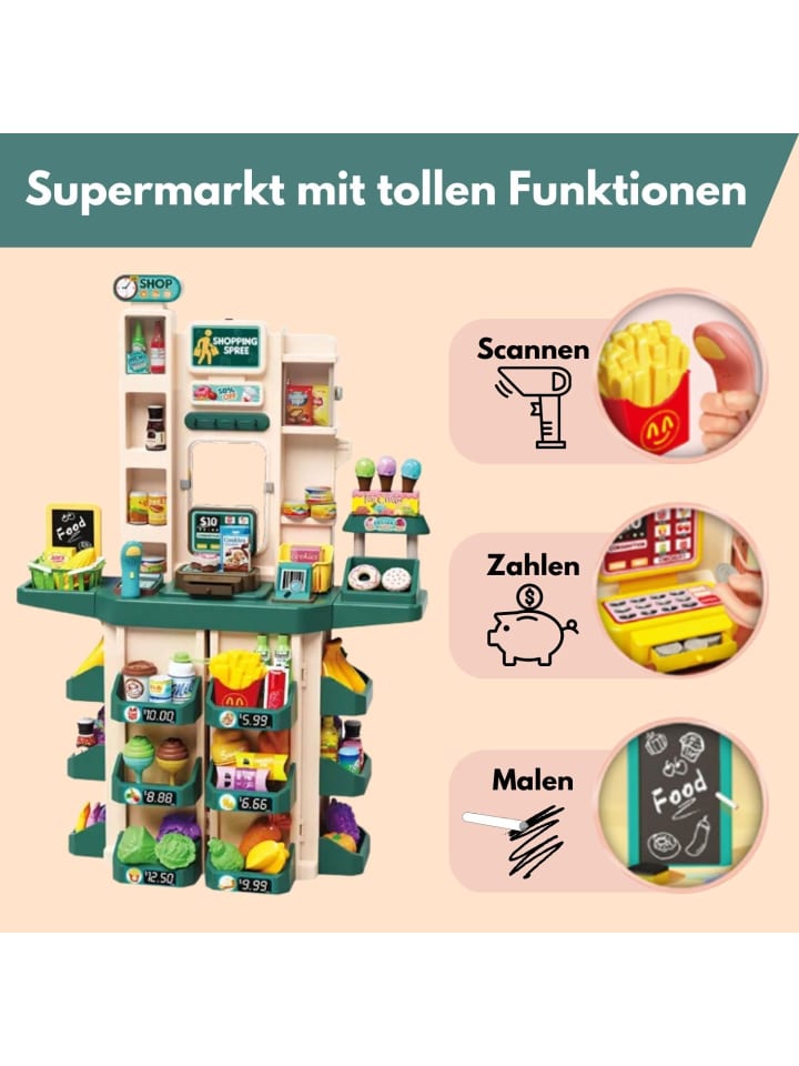 Coemo Supermarkt Florian Kaufladen mit viel Zubehör - ab 3 Jahren in Türkis günstig kaufen onesize