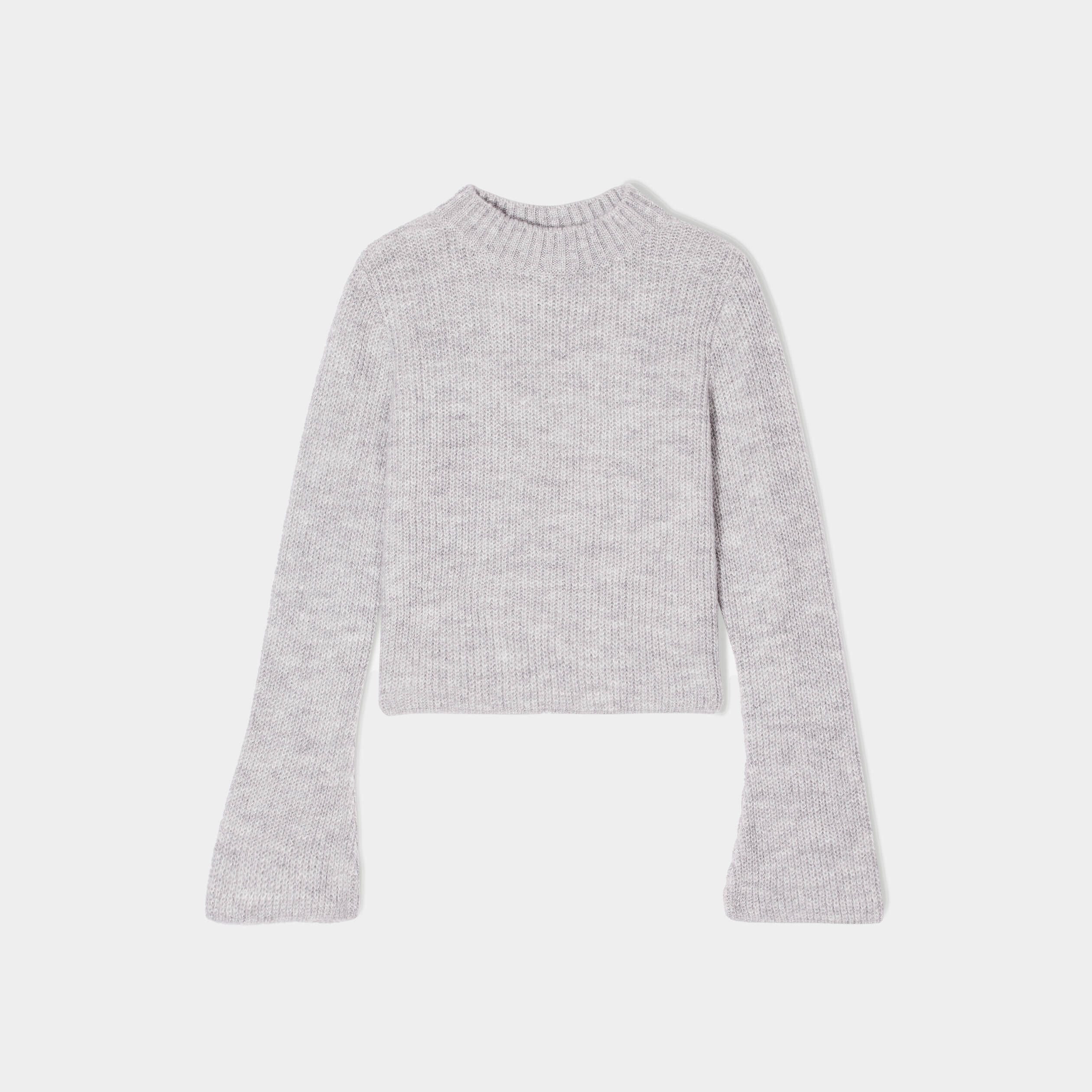 Pull cropped col montant gris clair femme | Cache Cache