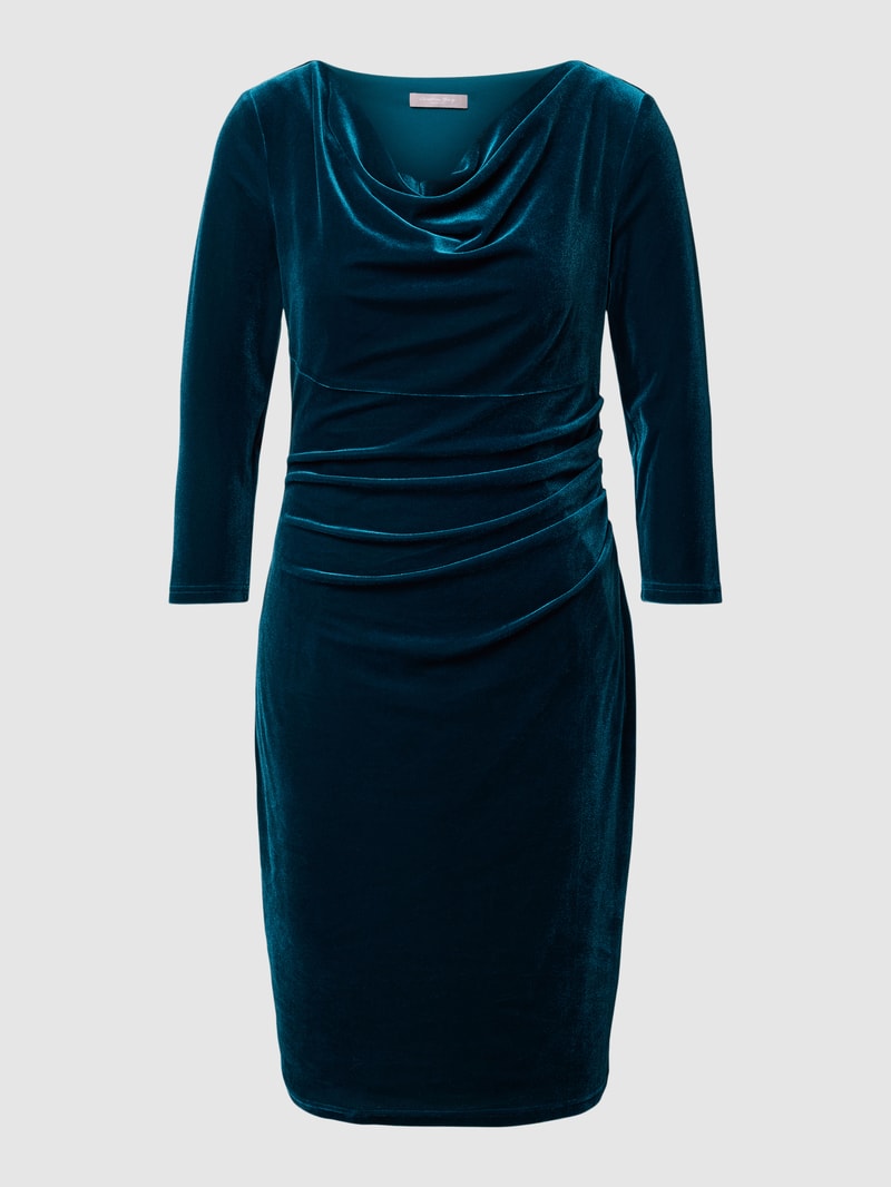 Cocktailkleid mit Wasserfall-Ausschnitt in petrol