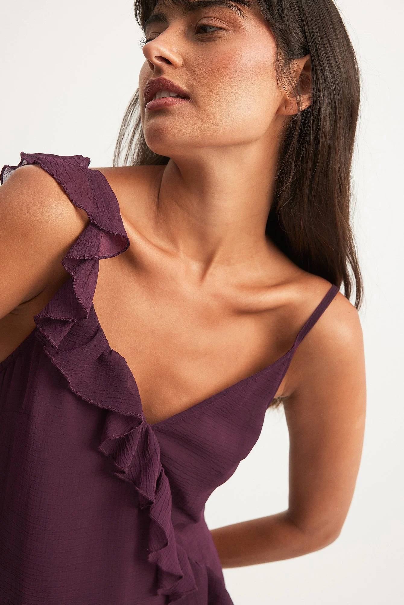 Maxikleid mit Rüschenbesatz aus Chiffon