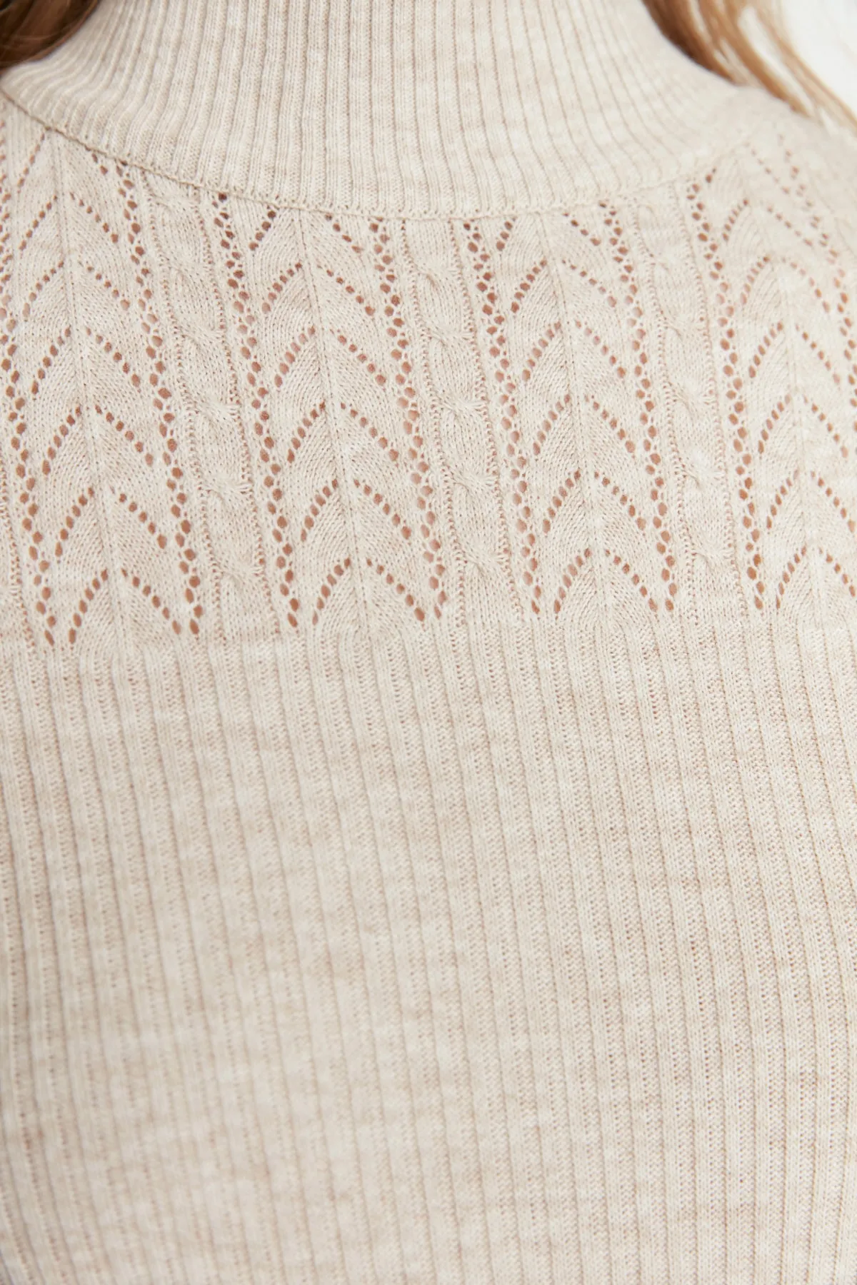 Trendyol Collection  Steinfarbener durchbrochener Strickpullover TWOAW21KZ0934