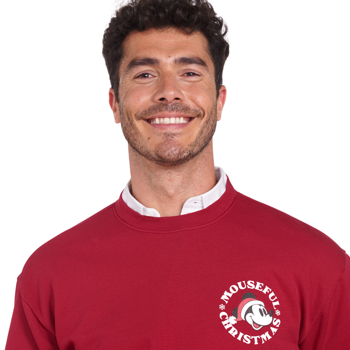 Micky Maus Weihnachtssweatshirt mit Print dunkelrot