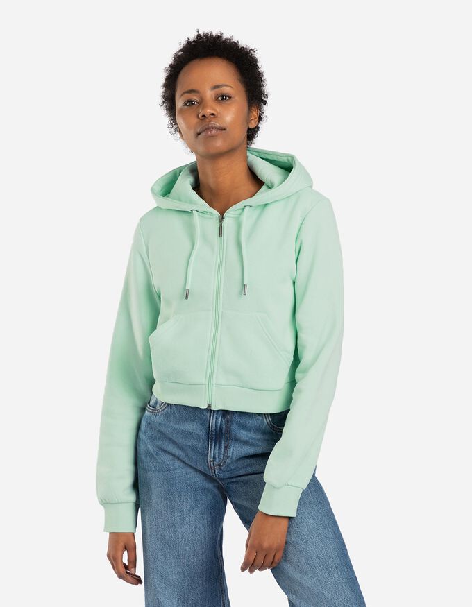 Cropped Sweatjacke - einfarbig