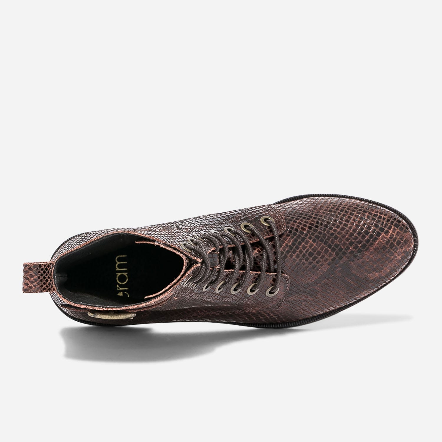 Bottine cognac cuir effet python