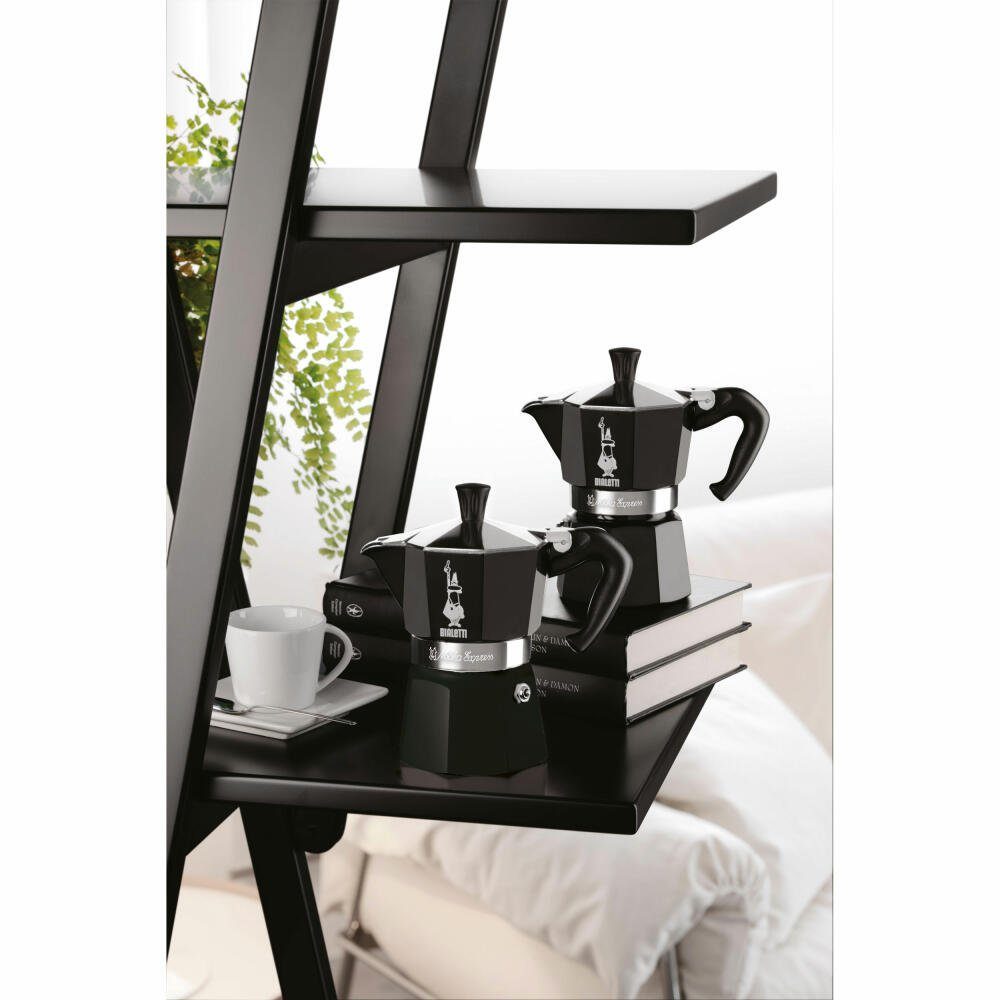 BIALETTI Espressokocher Moka Express Color für 3 Tassen Schwarz