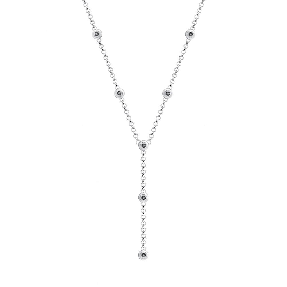 Elli Elli Collier Femmes Chaîne en Y Cercle Géo avec Cristaux en Argent Sterling 925 collier
