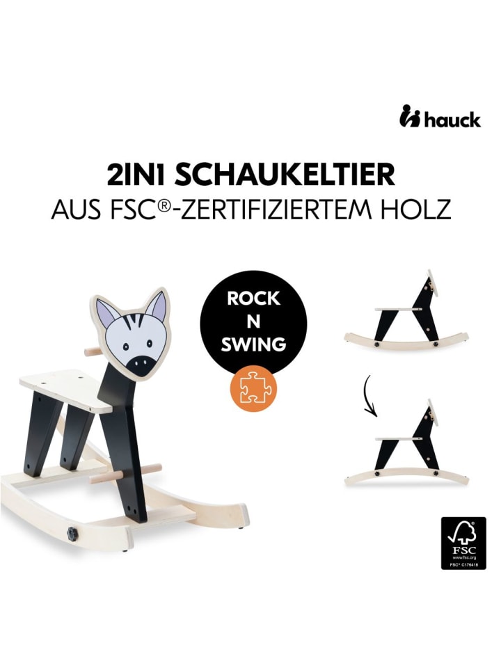 Hauck 2in1 Schaukeltier Rock N Swing (umbaubar zum Sitz, in schwarz,beige günstig kaufen onesize