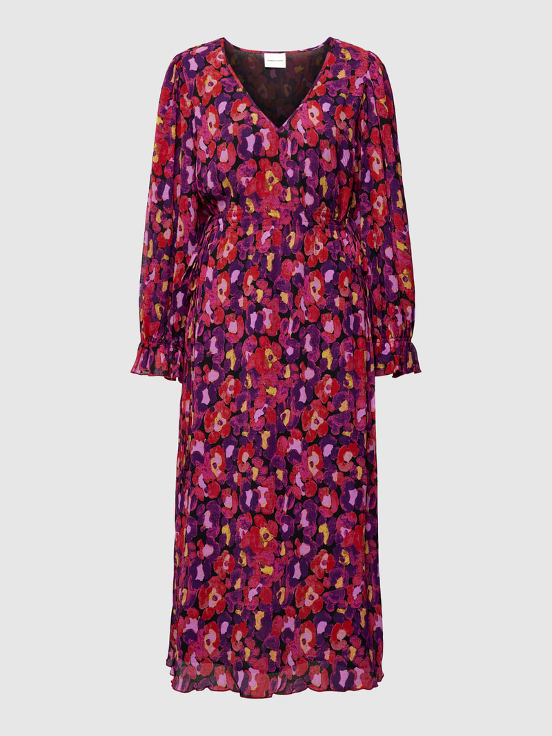 Midikleid mit Allover-Muster Modell 'Pauline' in hellrot