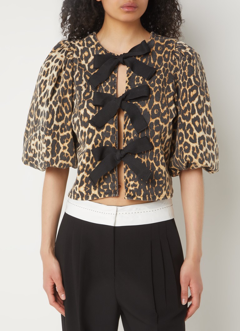 Top Co'Couture Leo s leopardím vzorom a balónovým rukávom