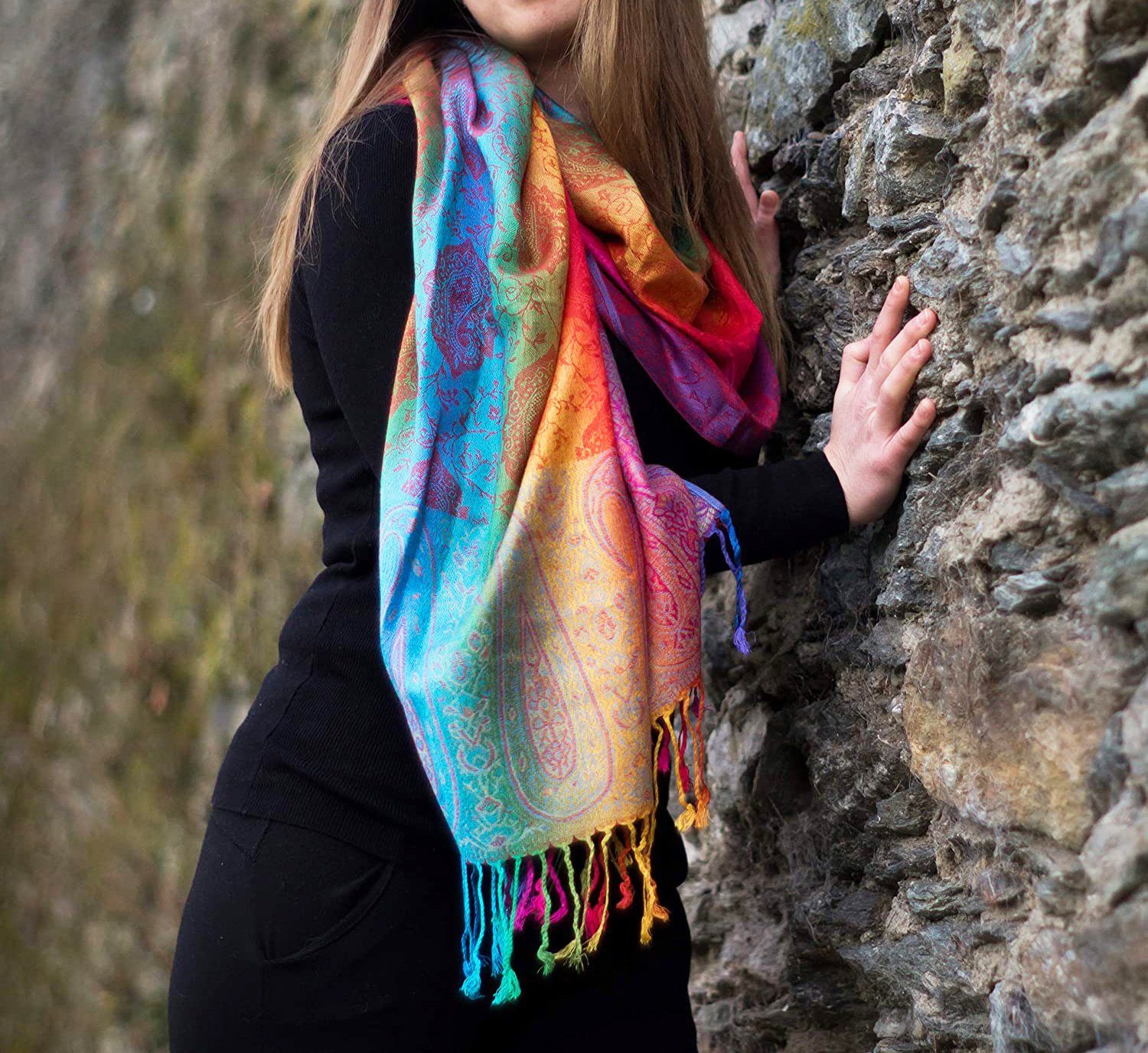 Alster Herz Strickschal Damen Schal Winter, Weich und bequem, Regenbogenfarben, A0318, (1-St), weich und warm