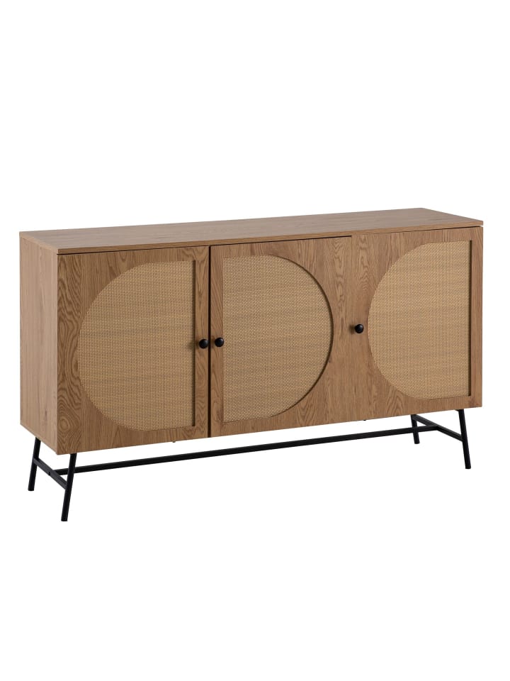 KADIMA DESIGN Sideboard 140x80x39 cm Kommode Eiche-Dekor mit Rattan Geflecht günstig kaufen onesize