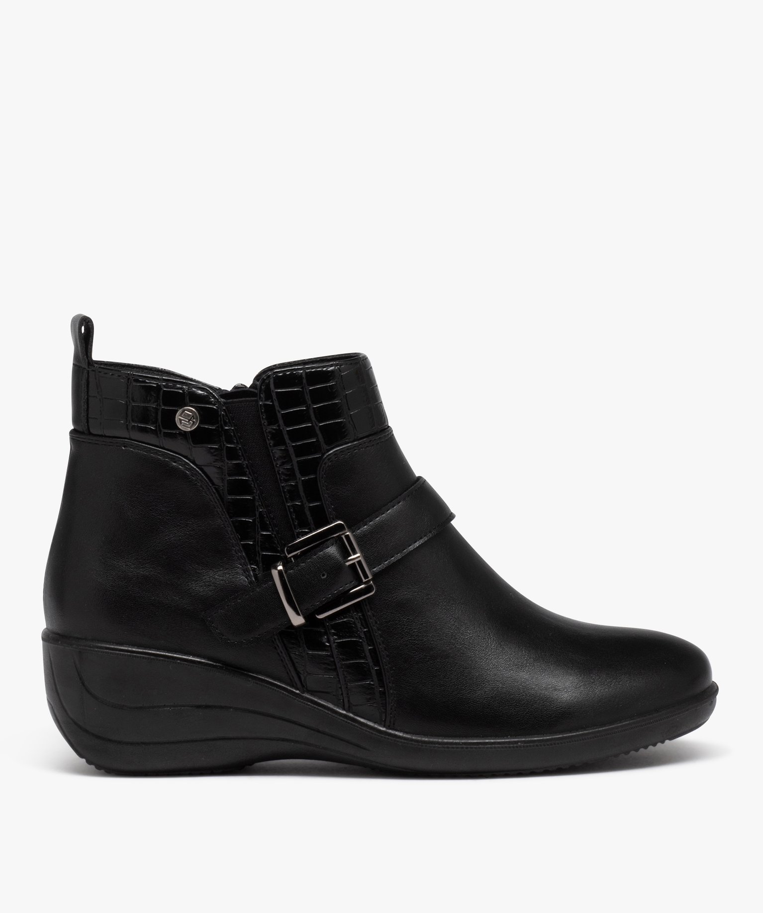 Boots confort avec bride à boucle femme noir | GEMO