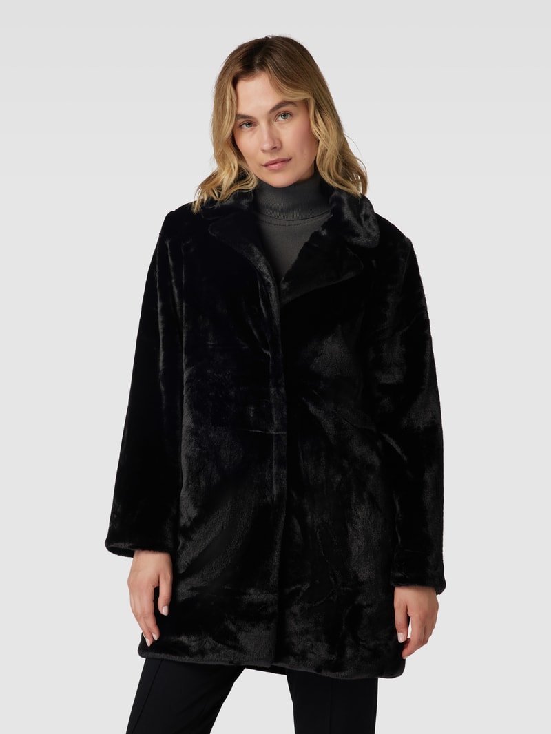 Mantel mit Reverskragen und Eingrifftaschen in schwarz