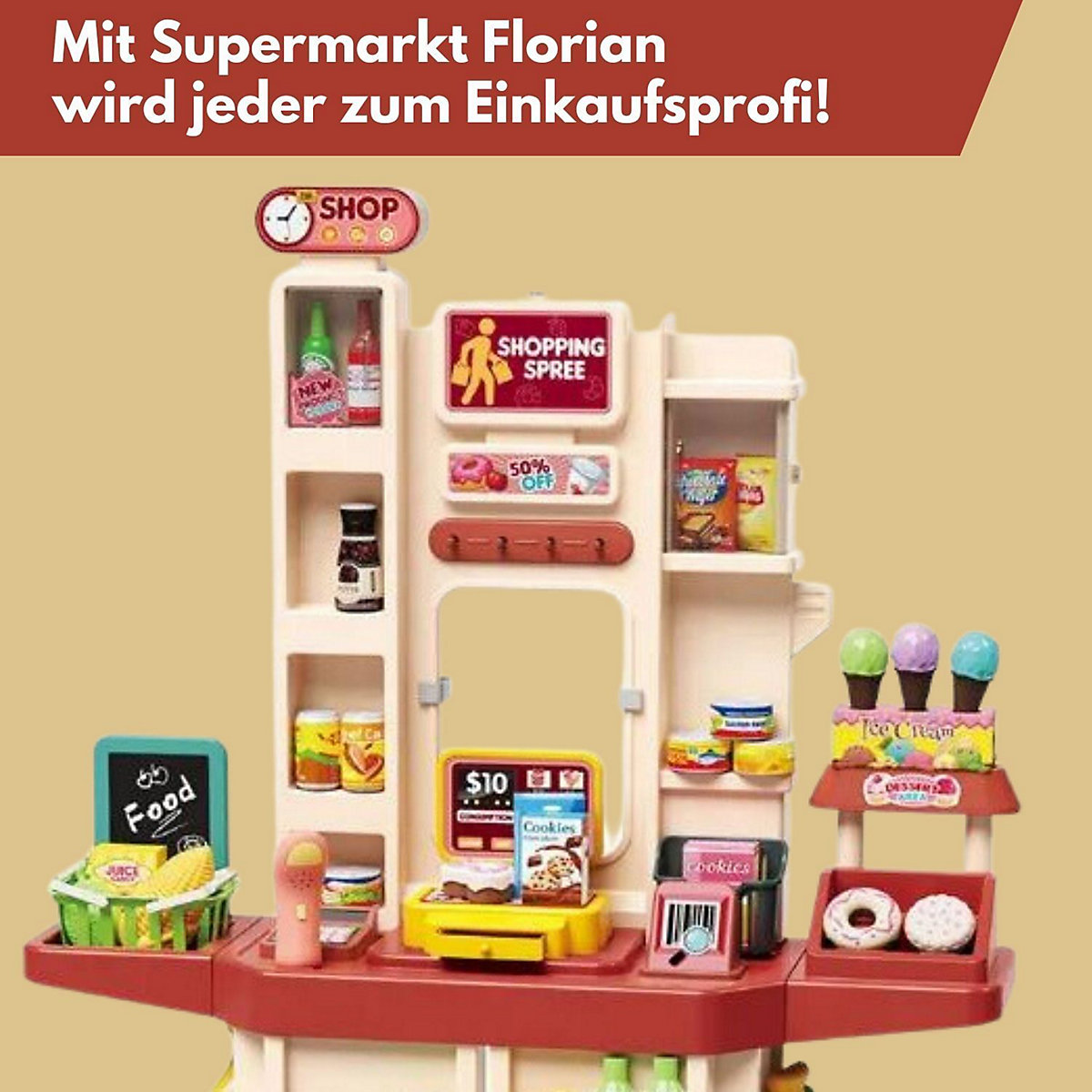 Supermarkt Florian Kaufladen mit viel Zubehör - ab 3 Jahren