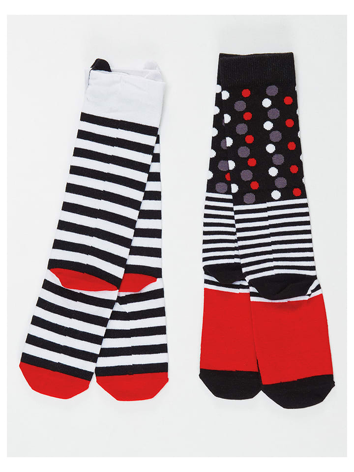 Denokids 2er-Set: Kniestrümpfe in Schwarz/ Weiß/ Rot günstig kaufen