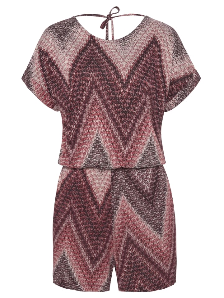 LASCANA Kurzoverall in sand-bordeaux bedruckt günstig kaufen