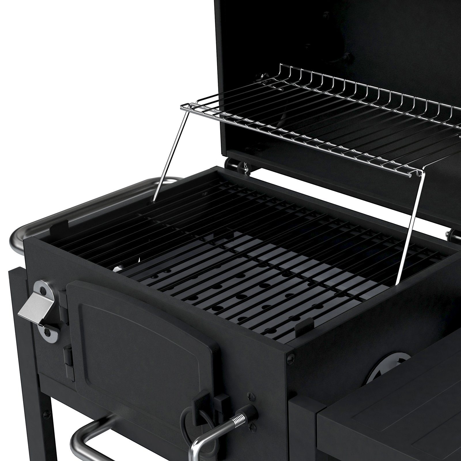 TAINO Holzkohlegrill HERO, Kohlerost höhenverstellbar, kleiner Smoker, Seitentisch klappbar