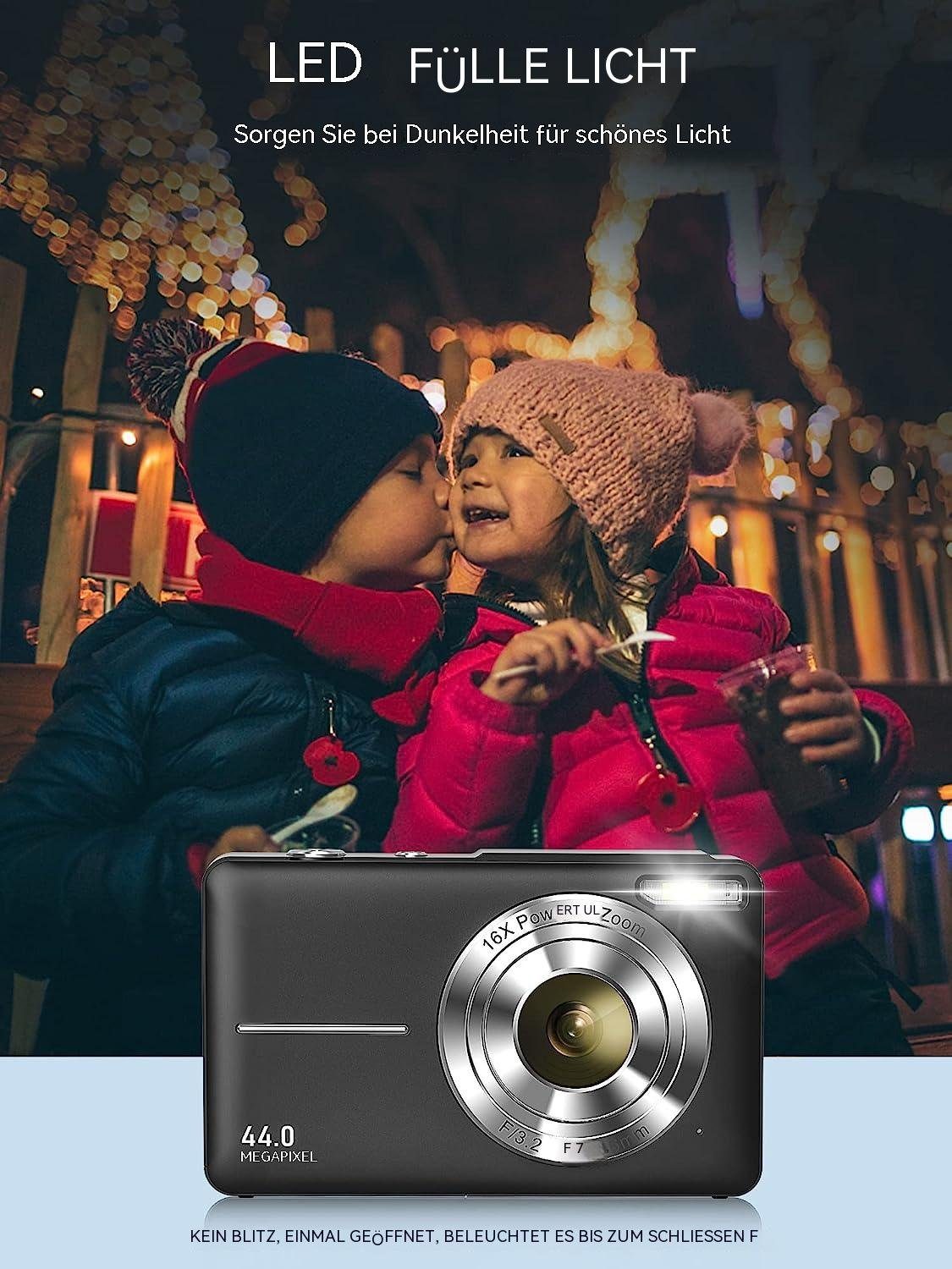 MOUTEN Full HD 1080P-Digitalkamera, 44-MP-Video-Blogkamera, 16-facher Zoom Kompaktkamera