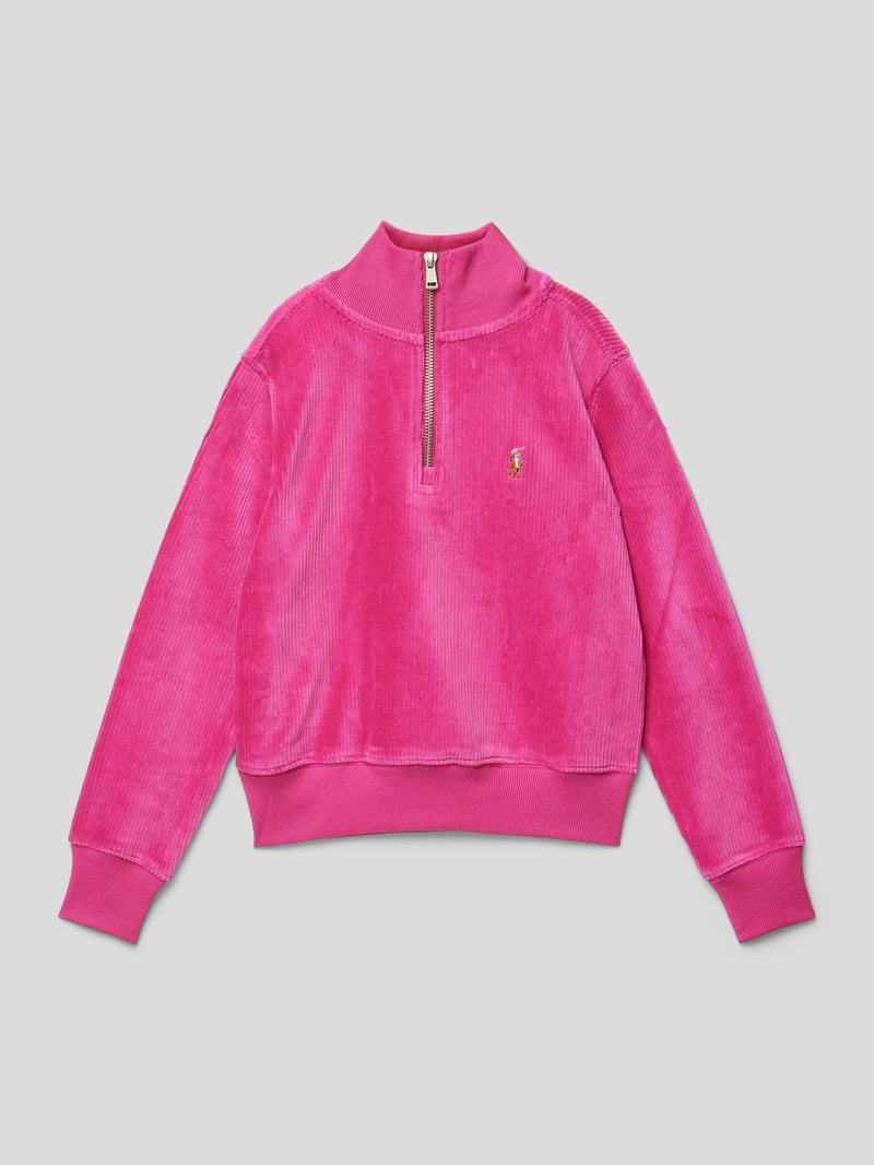 Pullover mit Troyer-Kragen in pink