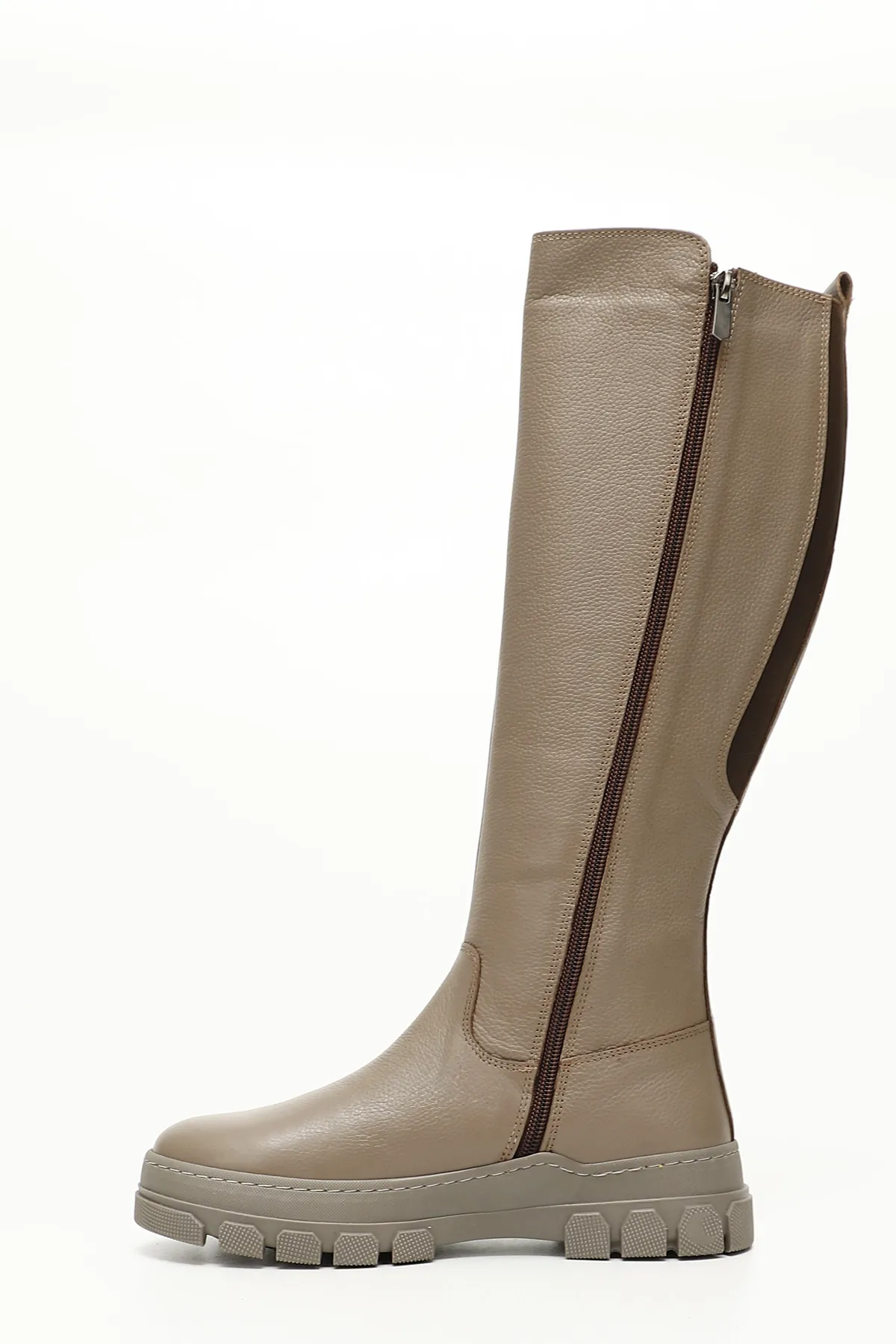GÖNDERİ(R)  MINK FLOTER Damen-Tagesstiefel aus echtem Leder mit runder Zehenpartie, Keilabsätzen und Reißverschluss 47521