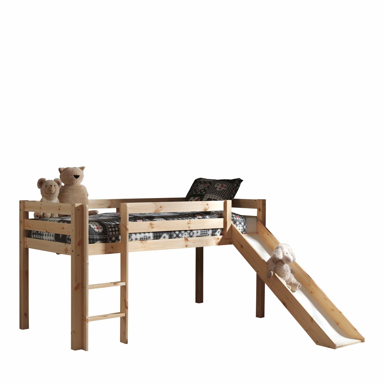 VIPACK Spielbett Pino mit Rutsche, Ausf. Kiefer massiv natur lackiert