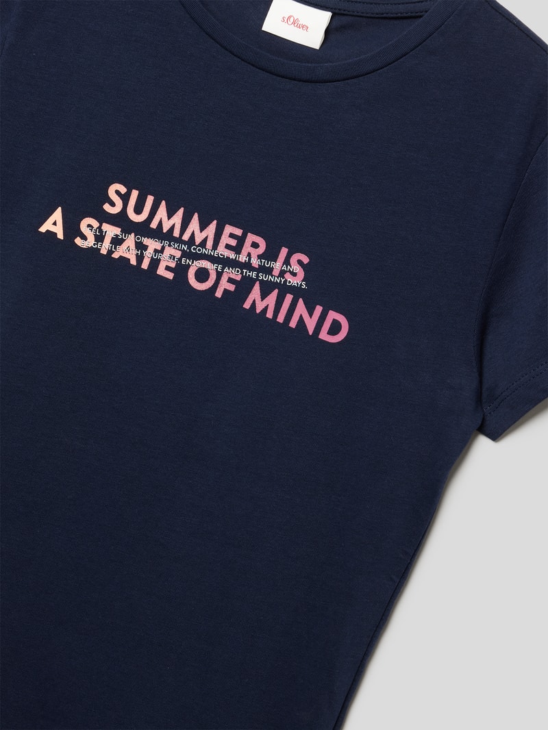 T-Shirt mit Statement-Print in marineblau
