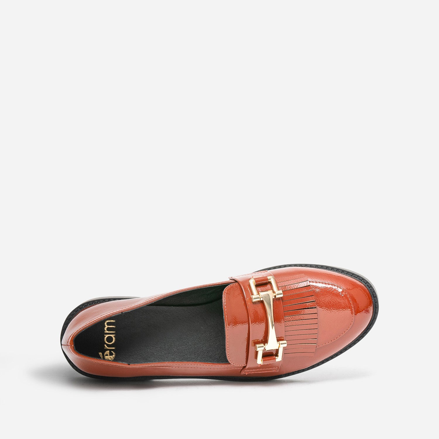 Mocassin cognac verni à franges