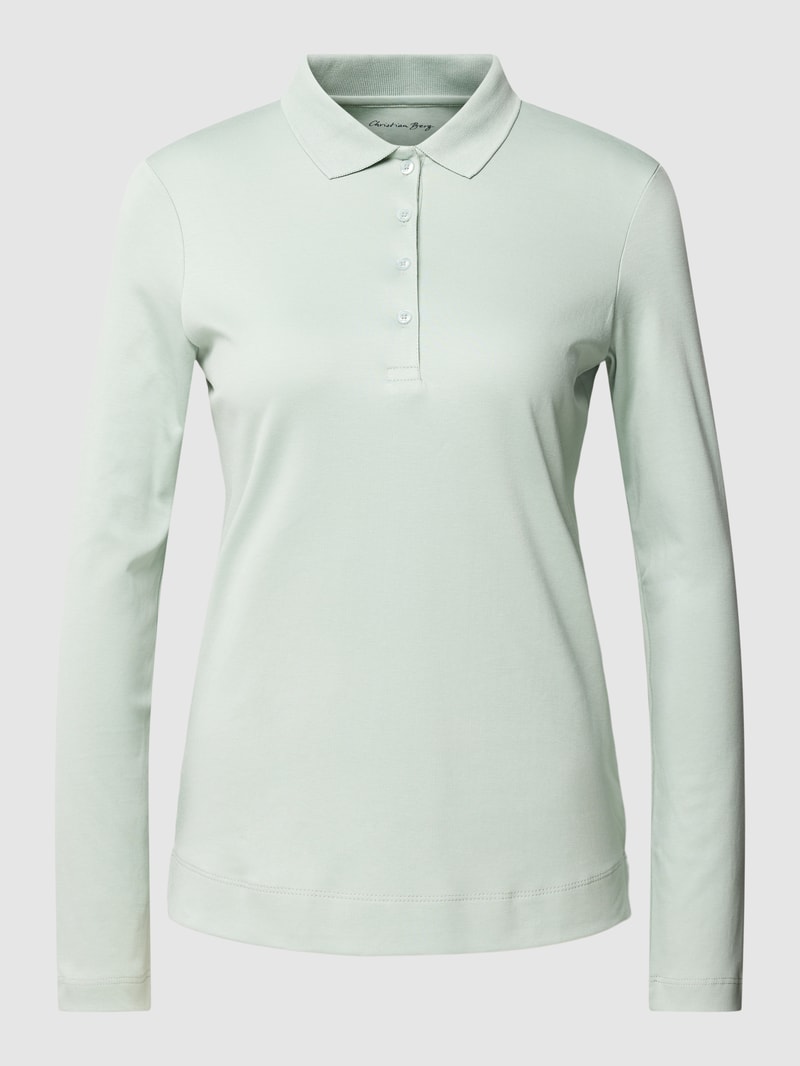 Longsleeve mit Polokragen in schilf
