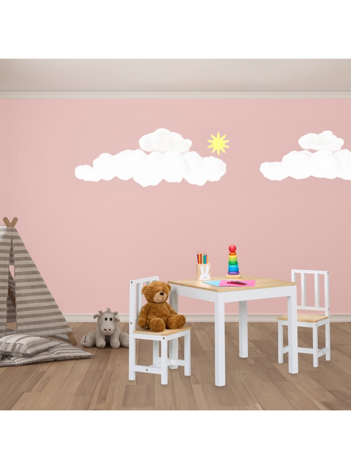 relaxdays 3-tlg. Kindersitzgruppe in Weiß/ Natur günstig kaufen onesize