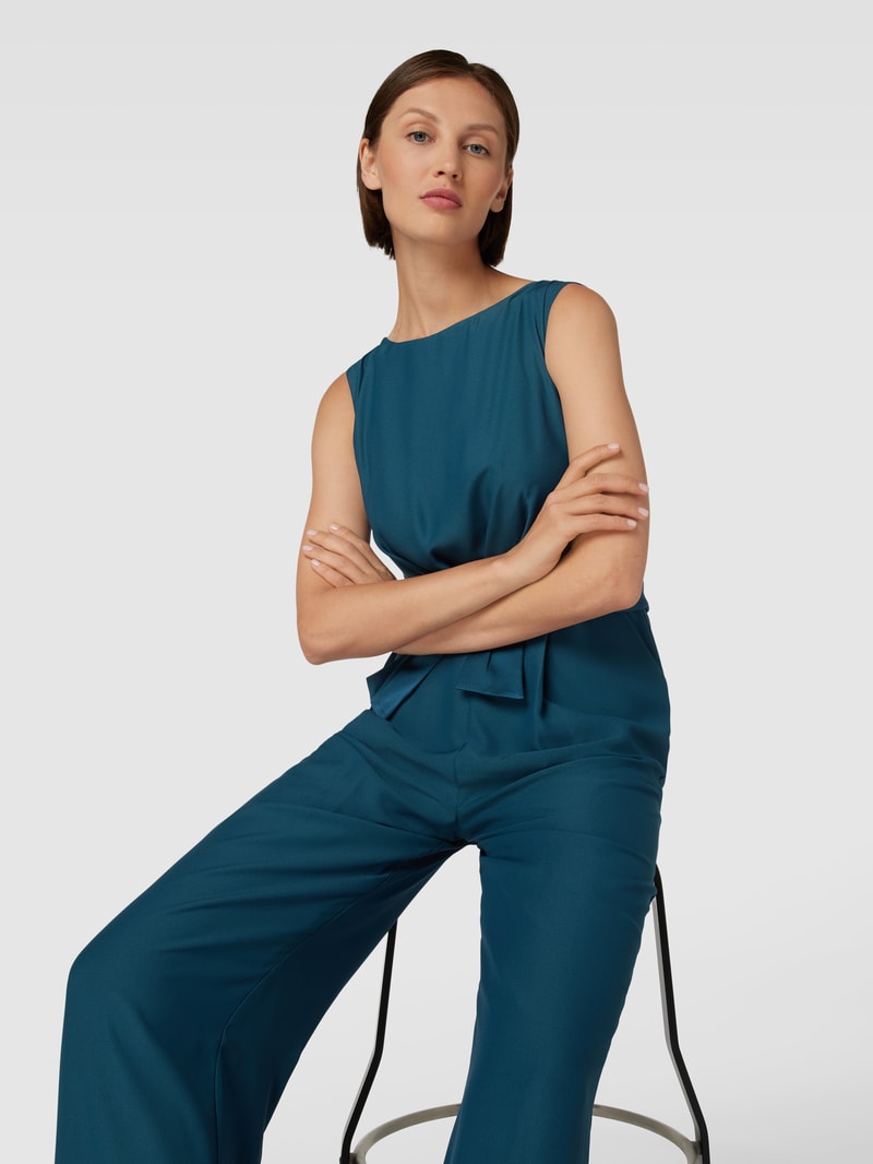 Jumpsuit mit Taillengürtel in bottle meliert