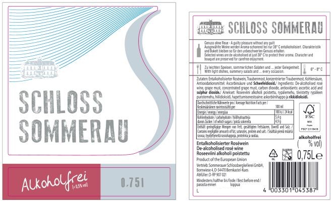 Schloss Sommerau alkoholfreier Rose 0,75l - 6er Karton